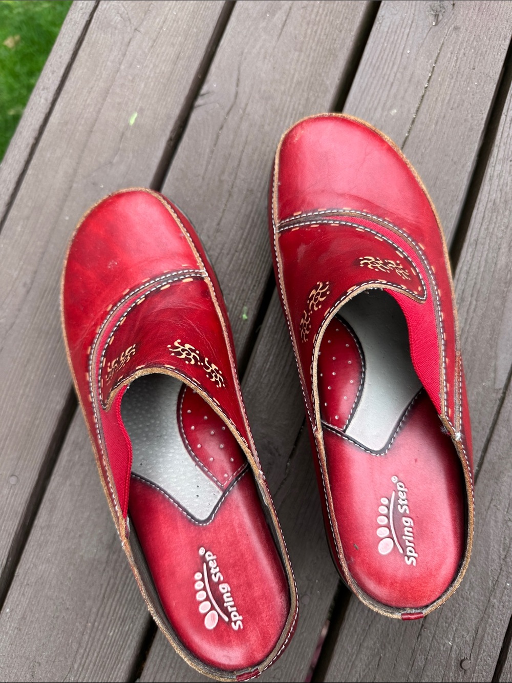 Spring Step Red Leather Slip-On Loafers